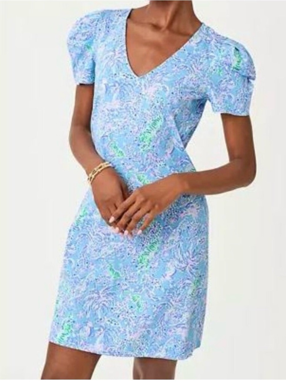 Lilly Pulitzer Sky Blue Paisley V-Neck Mini Dress